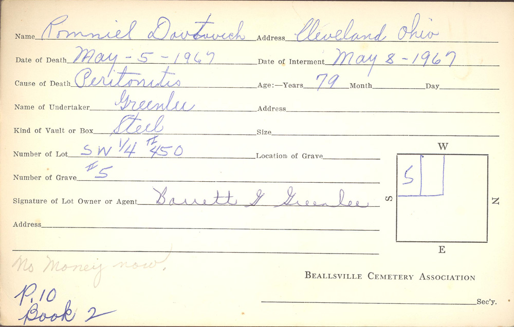 burial card